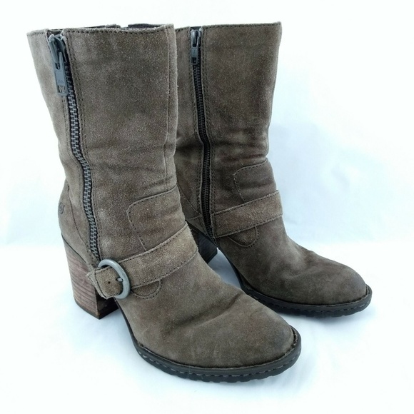 Born Shoes - Born Womens 9 Boots Brown Suede Leather Side Zip